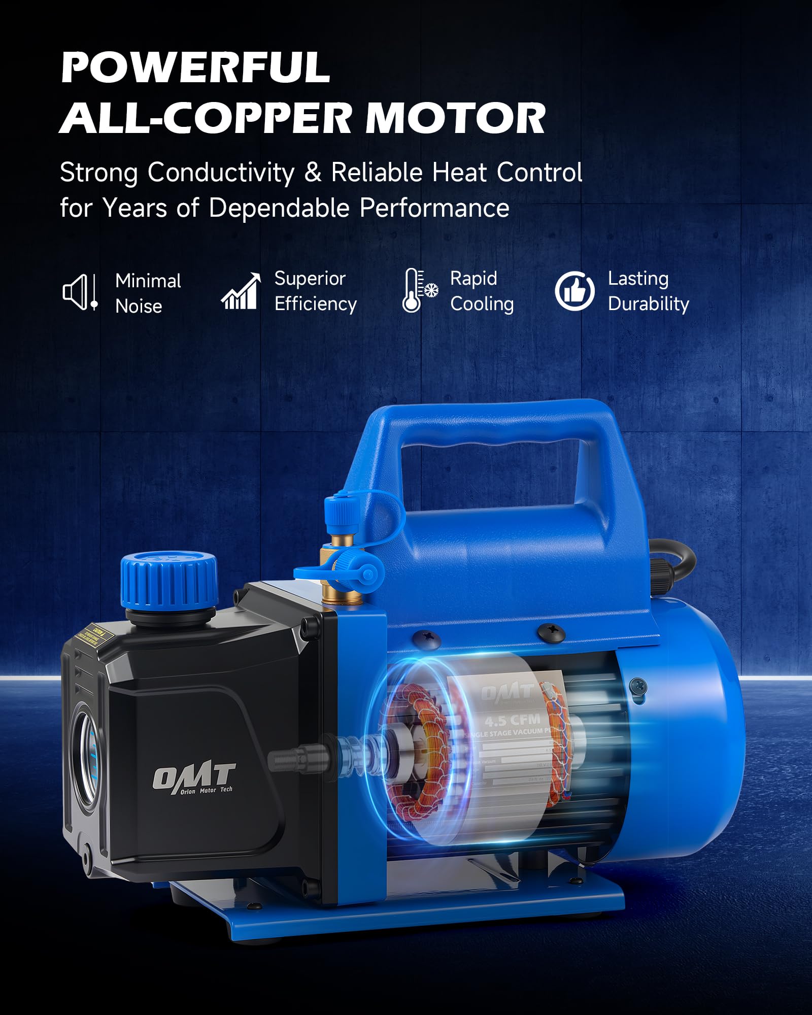 Orion Motor Tech - Pompa per vuoto, 3,5 cfm 1/3 hp HVAC, pompa per vuoto monostadio per R12 R22 R134a R410a R502, kit pompa per vuoto automatica per climatizzatore automobilistico, per