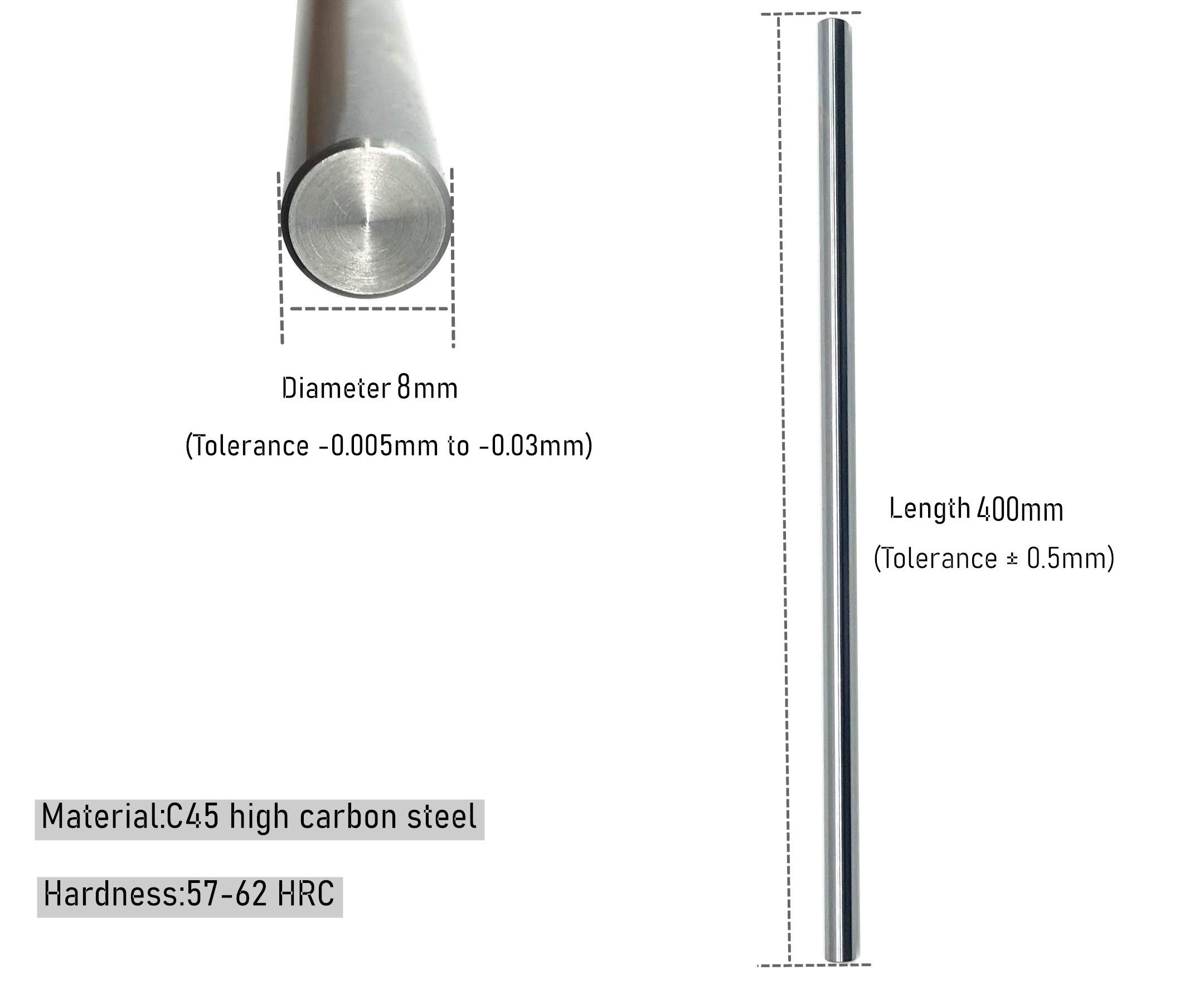 Linear Motion Rods 2PCS 8mmx 400mm (0.315 x 15.748 inches) Case Hardened Chrome Plated Linear Motion Rod Shaft Guide for 3D Printer, DIY, CNC - Metric h8 Tolerance — Amazon image 5