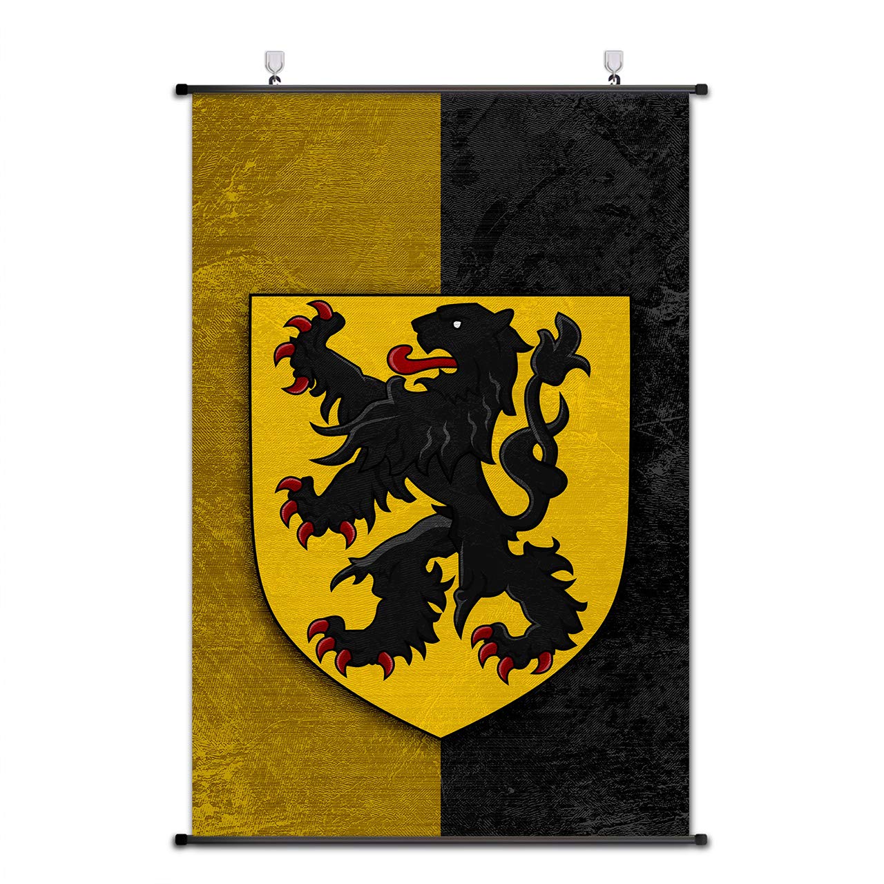 Póster medieval de Flandes con escudo de armas y corona para decoración de pared en 75x50 cm