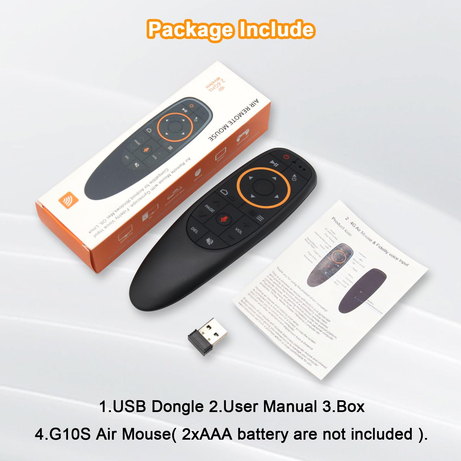 G10S Air Mouse Remote Control, 4-in-1 PC Remote Control with Voice Search, 2.4GHz Bluetooth, 6 Axis Gyroscope, USB, for Android TV Box, Smart TV, Windows PC, HTPC, Laptop — Amazon image 9