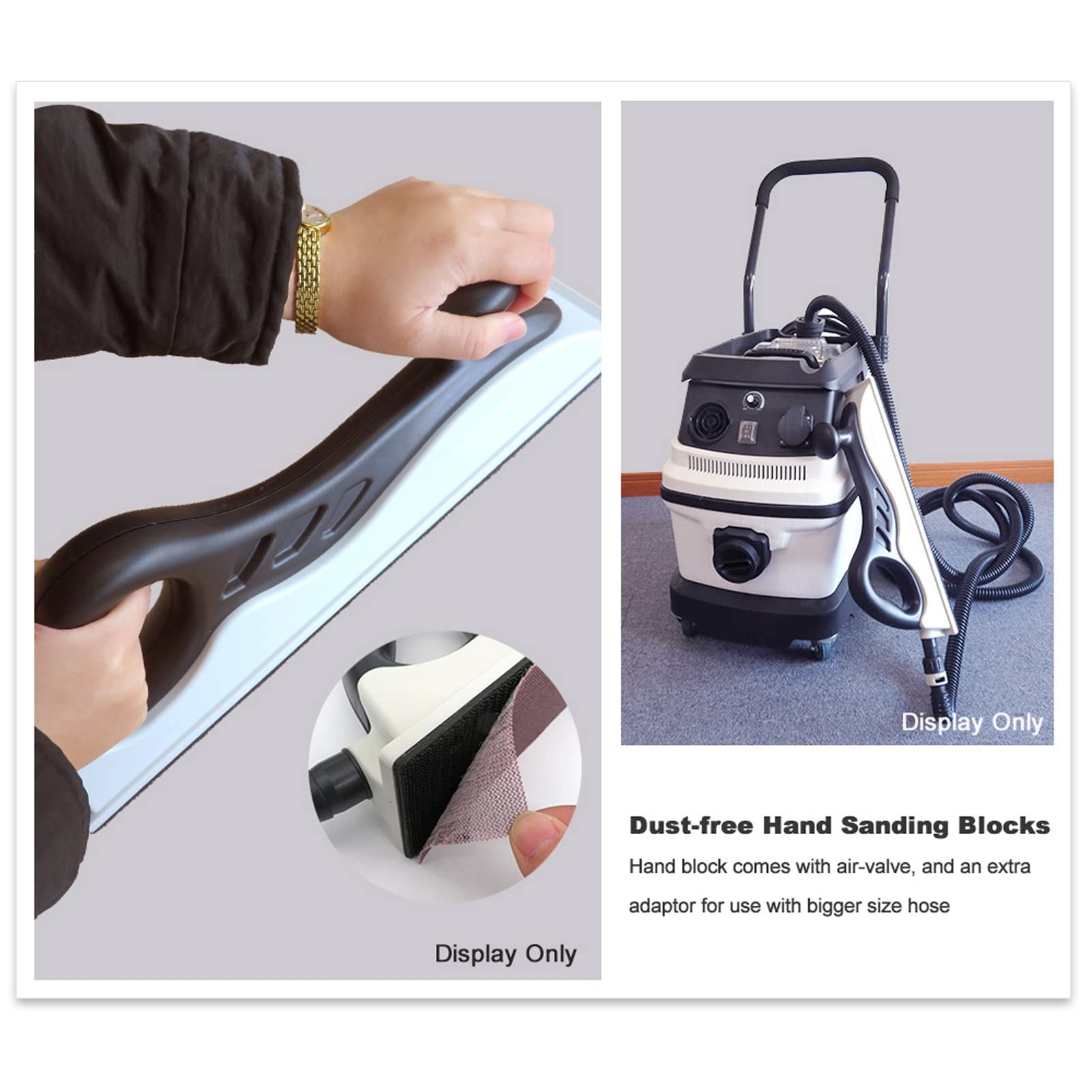 Hand Sanding Block with Vacuum Holes, ABS Plastic Grinding Tool for Wood Polishing and Vehicle Repair, Dust Unfettered, Easy to Install, Lightweight and Portable
