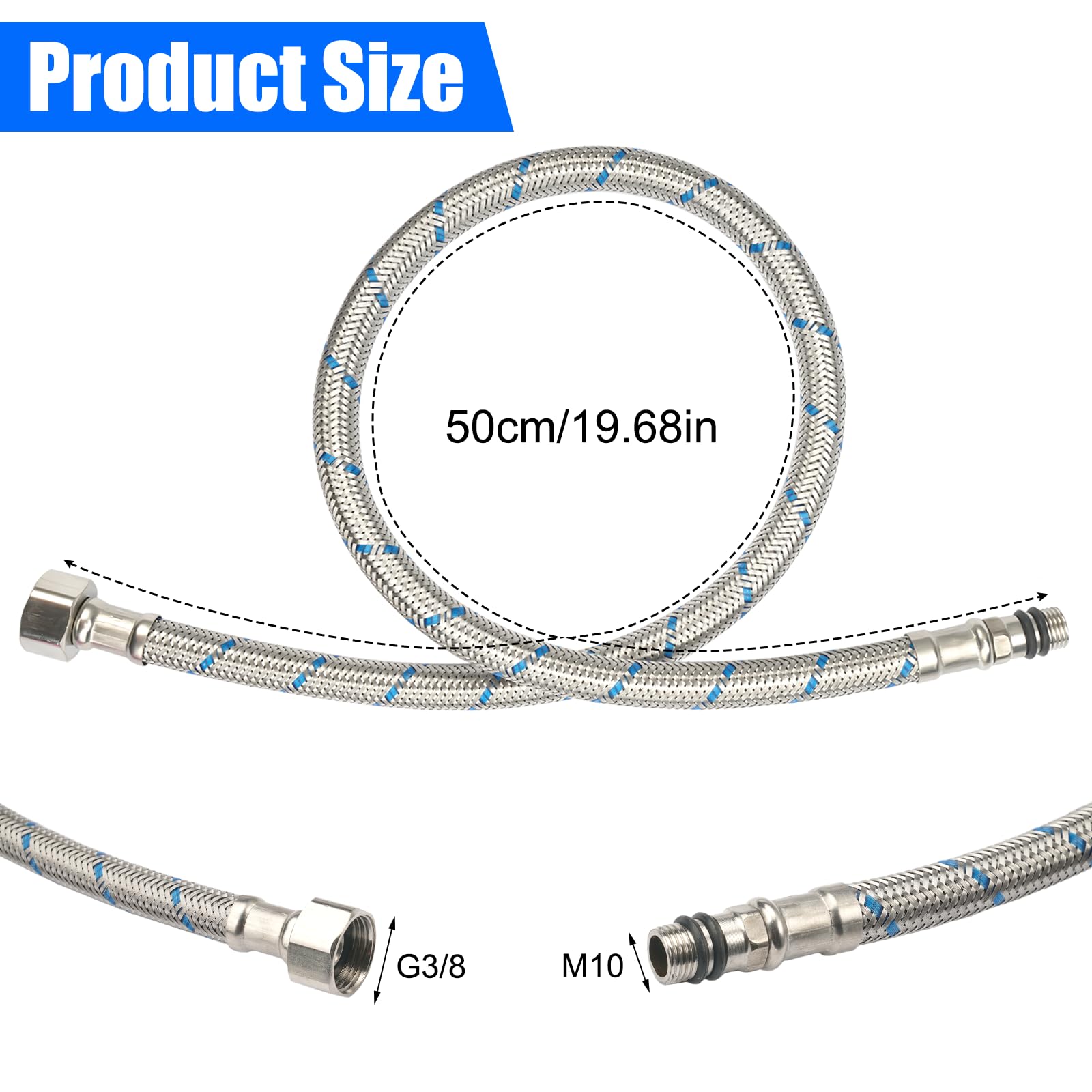 NOLITOY Edelstahl Wasserhahn Schläuche 2er-Set - Flexibel & Korrosionsbeständig