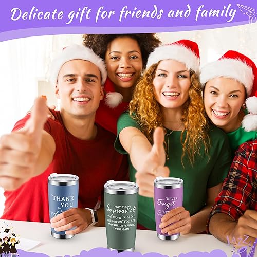 Miniatura 5 de Paquete de 6 vasos de viaje de acero inoxidable con aislamiento al vacío de 20 onzas, regalo de agradecimiento a los empleados, regalo de