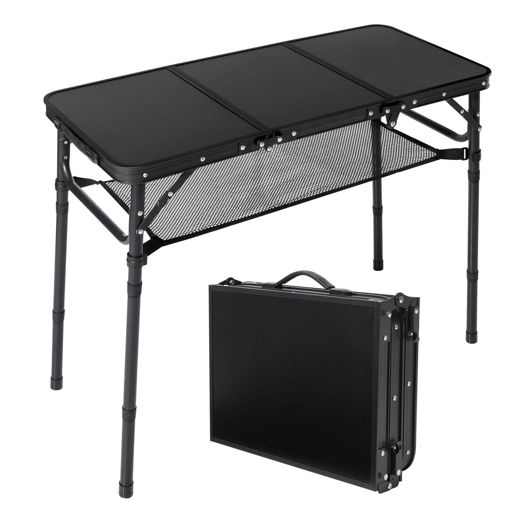 CJPWMT Folding Camping Table with Storage Net