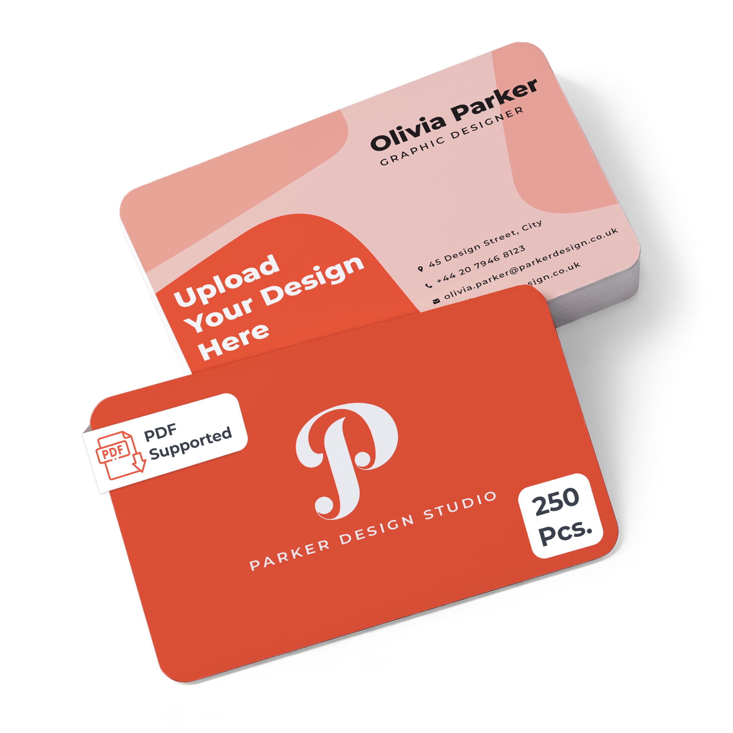 Cimpress Personalised Business Cards with Rounded Corners, Add Logo, Design or Text, 250 Pack, 85 x 55 mm, 300 GSM Matte, Double Sided Print, Ideal for Small Business, Startups, Networking and Events