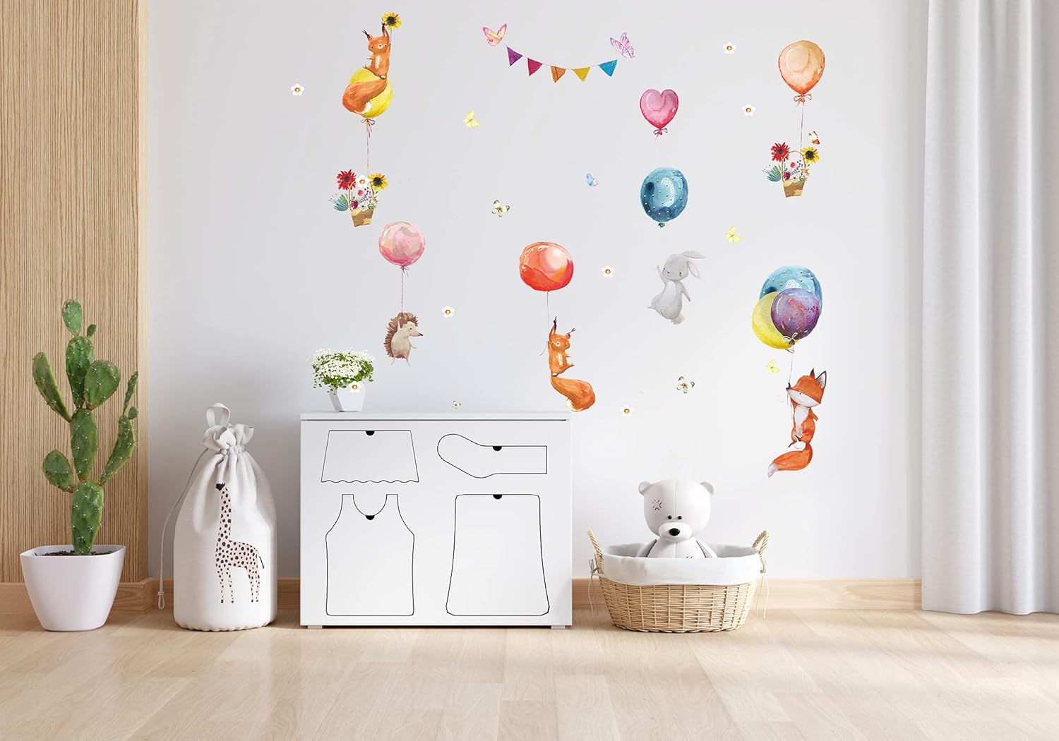 Kids Wall Decals for Peel and Stick Watercolor Animal