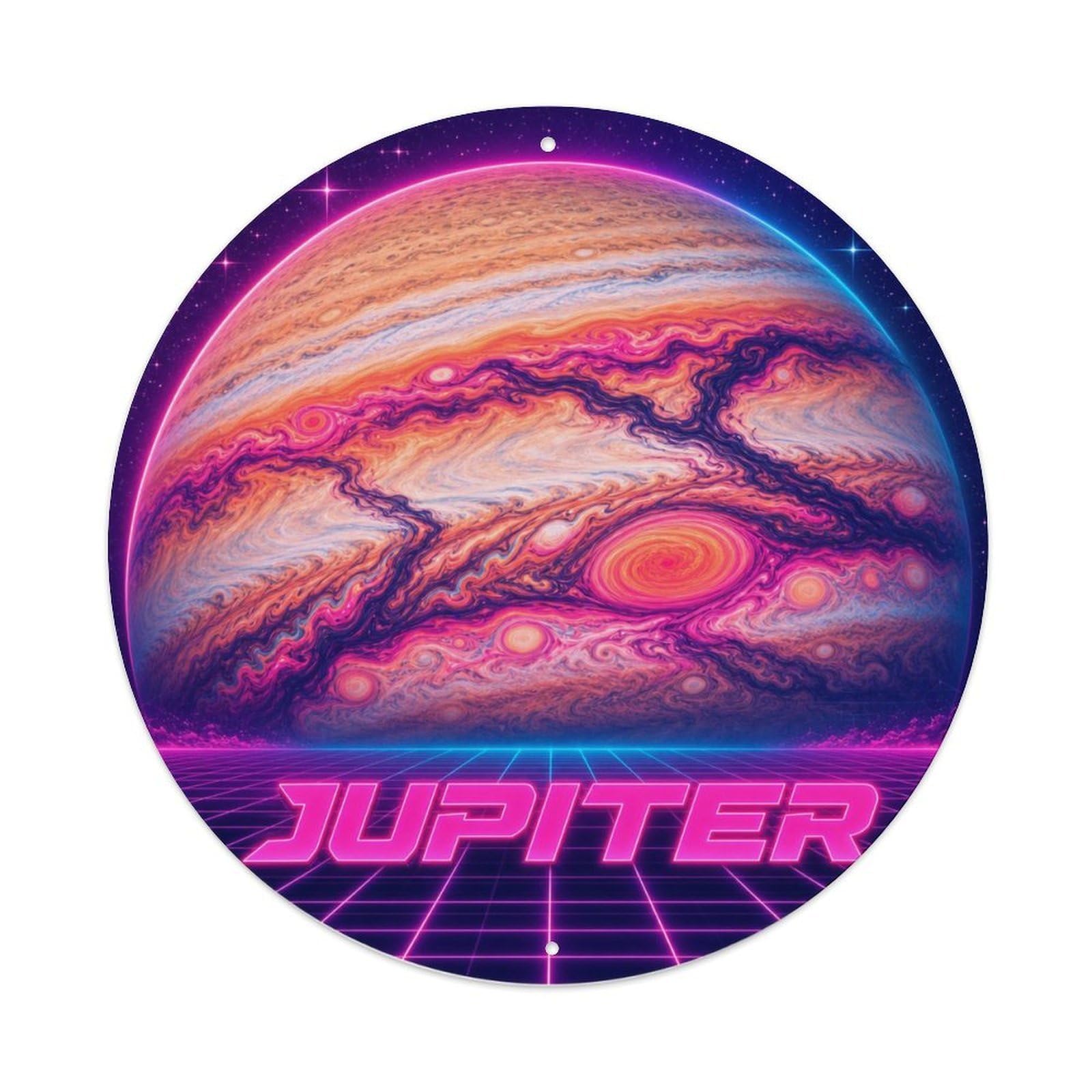 Solar System Starry Sky Jupiter Moons Orbit Metal Tin Sign Plaque Wall Decor for Cafe, Man Cave, Club Bar, Office, Home Garden Round Metal Poster 8x8Inch