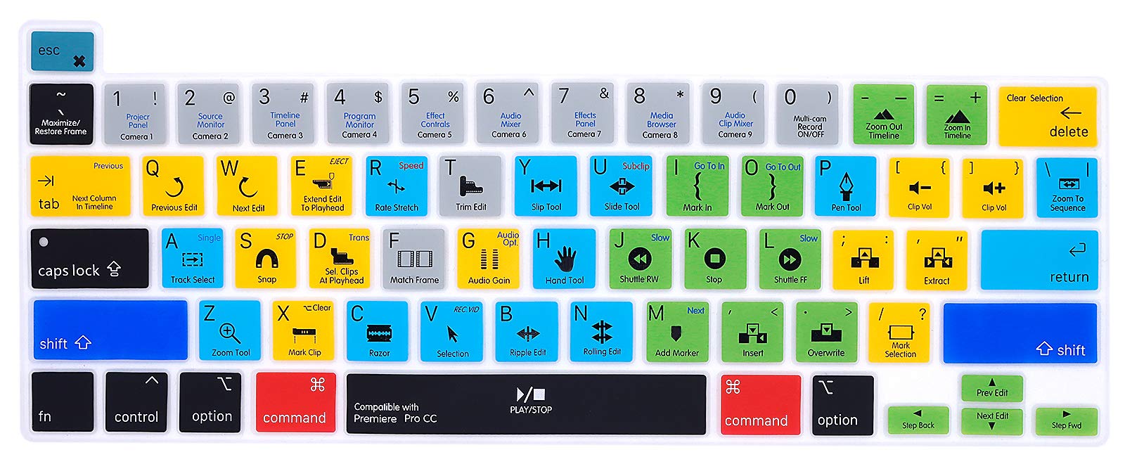 WYGCH Premiere Pro CC Silicone Shortcuts Keyboard Cover Skin for MacBook Pro 16 inch A2141 2019 New 2020 New Pro 13.3 inch A2338 M1/A2251/A2289 with Touch Bar & Touch ID US Version