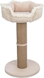 Trixie Boho Cat Scratching Post 32.7 Inch - Cat Scratcher with Soft Fabric Covering Base and Jute-Wrapped Post - with Platform Bed - in Beige - 1