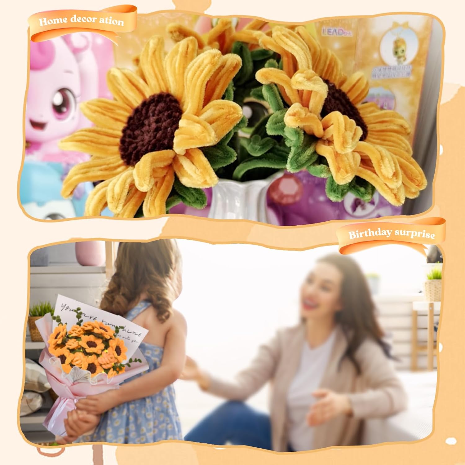 300Pcs Pipe Cleaners Craft with String Light, DIY Flower Bouquet Kit Graduation Gifts with Step-by-Step Video Tutorials for Holiday Decor, College High Middle School, Thanksgiving Day Christmas Gifts