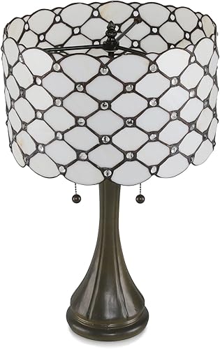 Miniatura 4 de Serena D'italia Lámpara de mesa estilo Tiffany contemporánea, lámpara de cristal de colores con patrón de diamante con joyas, lámpara de pie con