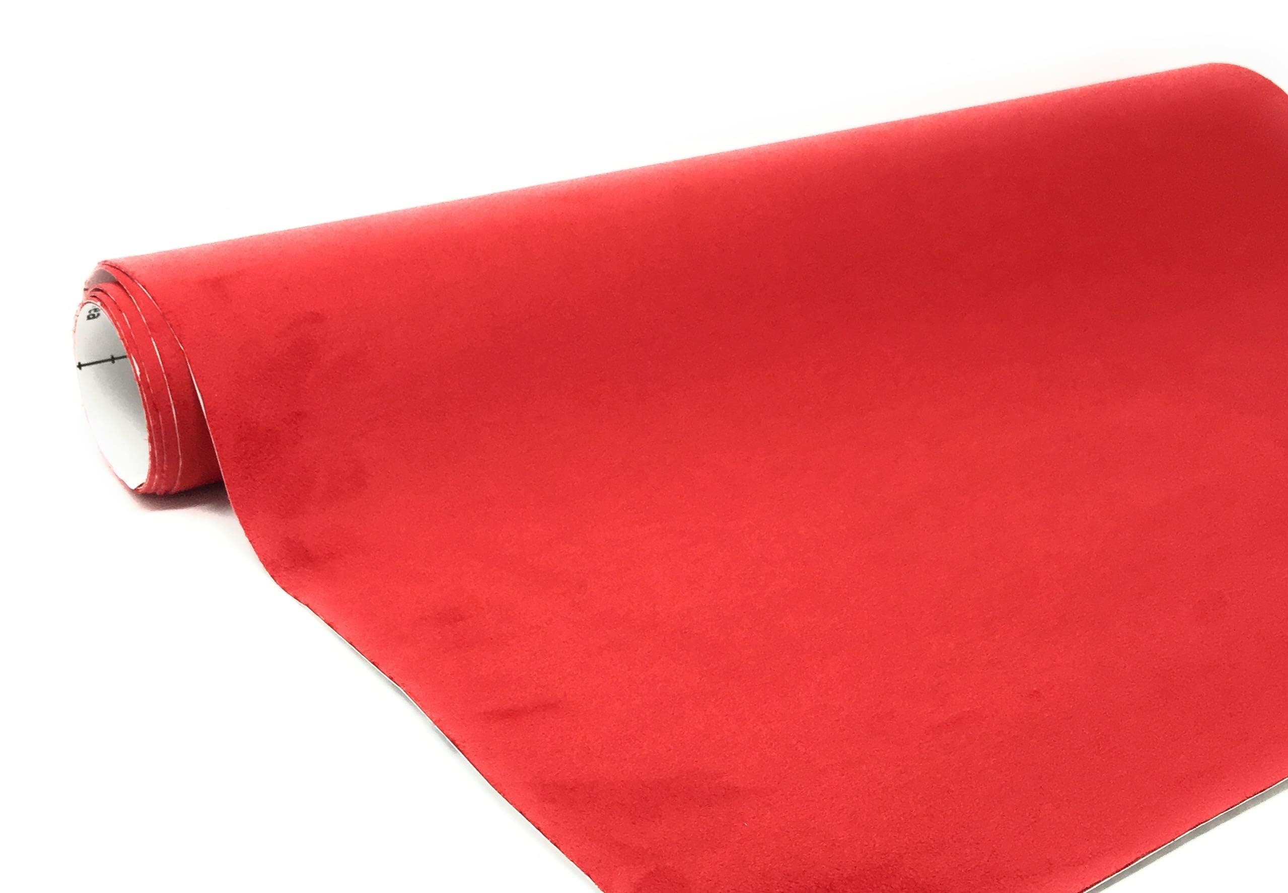 Suede Fabric Wrap - Self Adhesive Film Sticker Silky Decal Sheet for Car Interior Furniture Upholstery DIY Elastic Stretch Peel and Stick (Rose Red, 17.5 in x 70 inch)