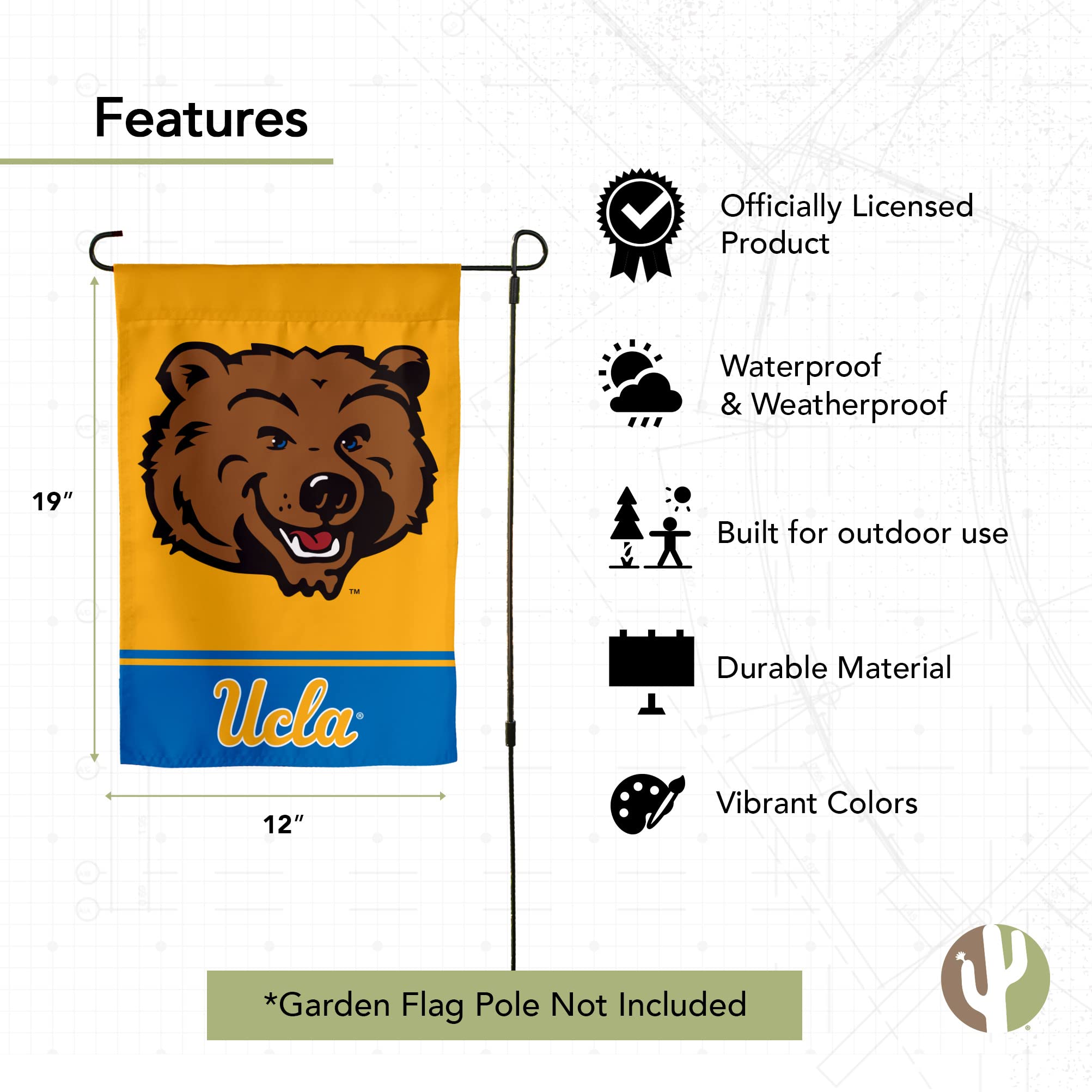 UCLA Gartenflagge – Doppelseitig, 100% Polyester, Offiziell Lizenziert, Design B