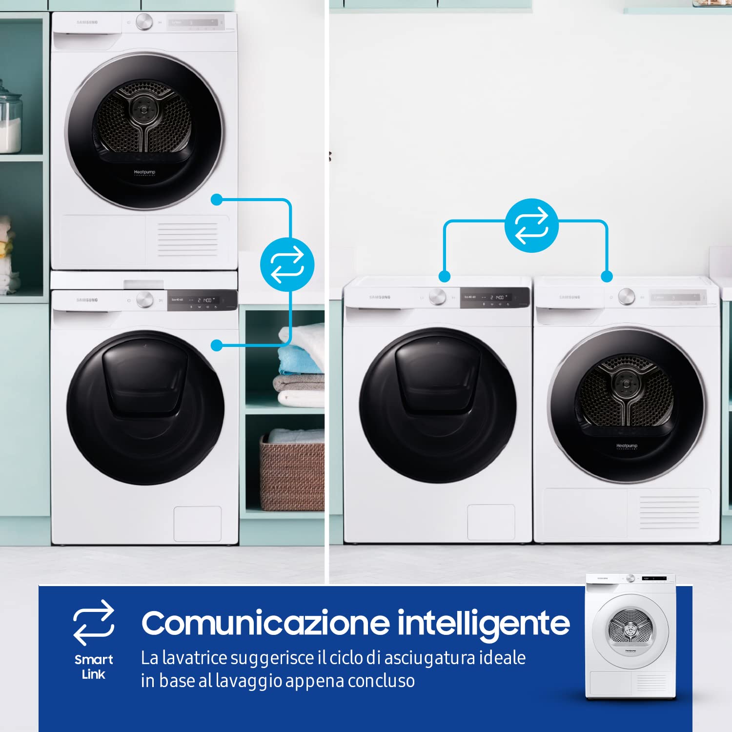 Samsung DV90T5240TW/S3 Sèche-linge avec support de séchage - Charge avant 9 kg, A+++, Blanc