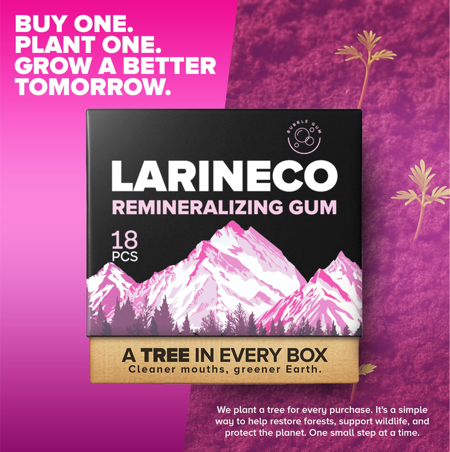 Larineco - Goma de mascar remineralizante con nano hidroxiapatita y xilitol, sin azúcar, sin plástico, sin colorantes, sin aspartamo, base natural, 18 piezas (18 unidades (paquete de 2), goma de
