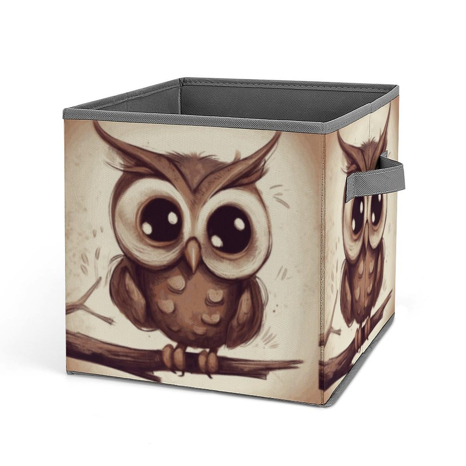 DWVTSLH Cute Owl Cube Storage Bins with Handle, Foldable Storage Cubes, 11 Inch Large Storage Baskets, Washable Fabric Closet Organizer for Shelves, Decorative Clothes Storage Boxes
