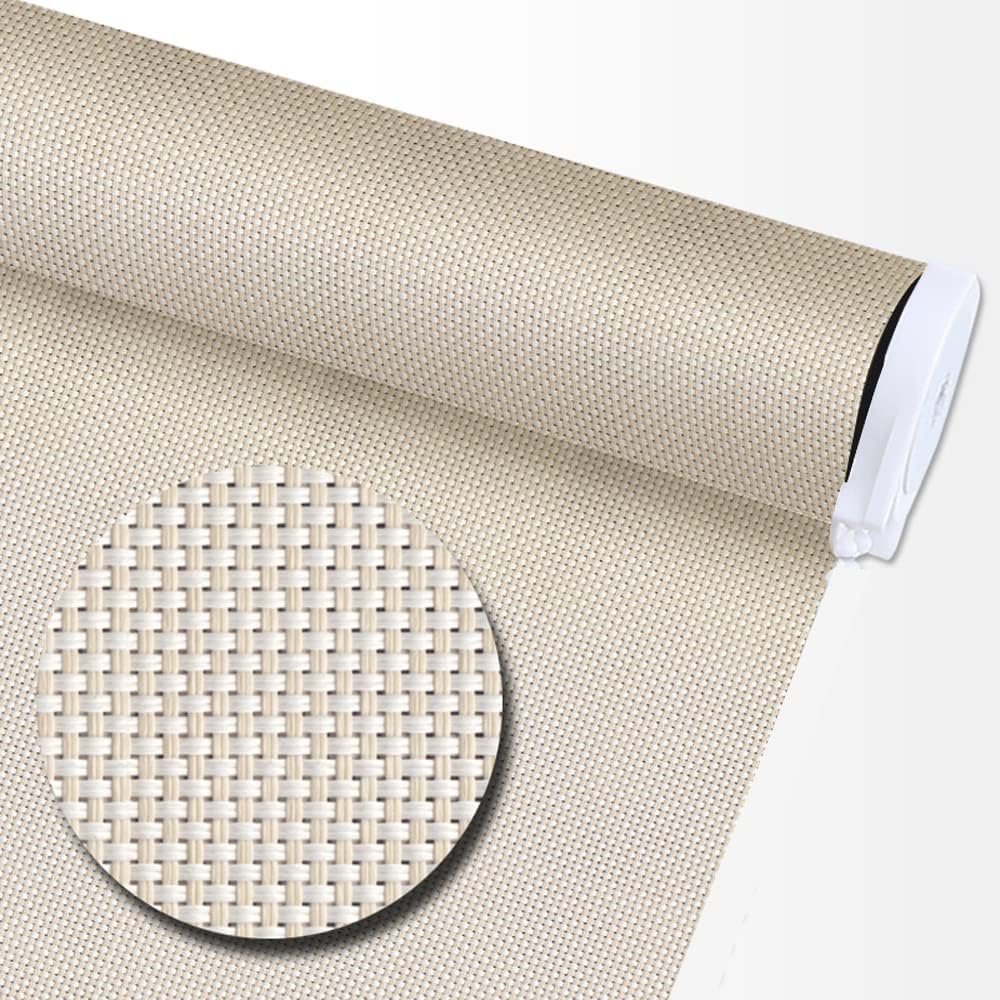 LETAU Solar Cordless Window Shades Blinds, Upgrade Light Filtering UV Protection, Flame Retardant, Water Proof, Beige, Window Roller Shades