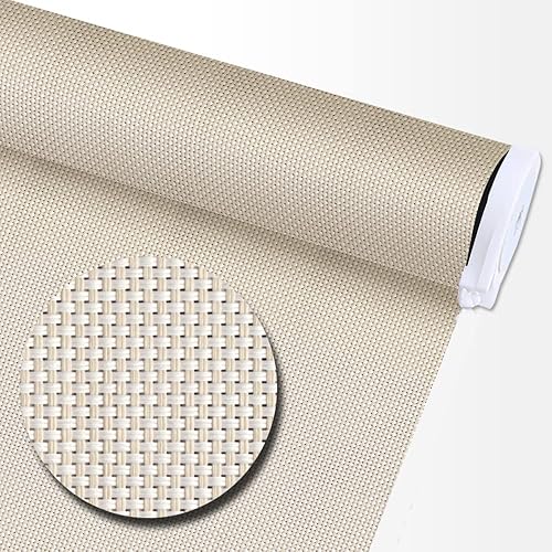 Miniatura 2 de LETAU Persianas solares sin cordones, protección UV mejorada con filtro de luz, ignífugas, a prueba de agua, beige, persianas enrollables