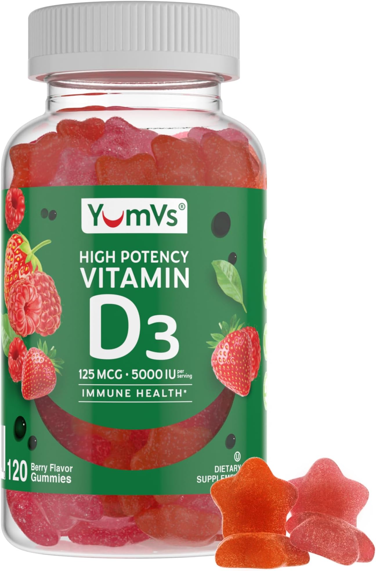 YumVs High Potency Vitamin D3 Gummies 5000 IU 125 mcg