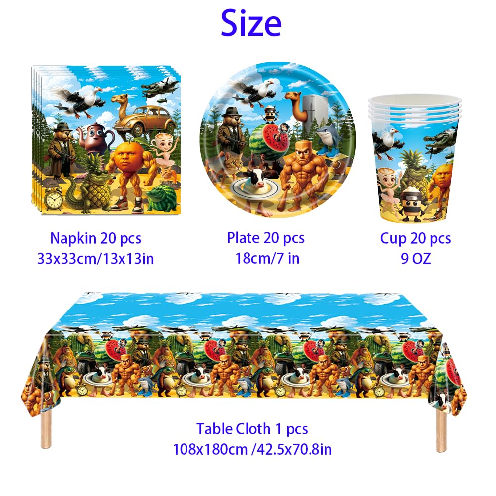 Vajilla de cumpleaños,Decoracion cumpleaños Plato y Vasos Servilletas Manteles etc,Adecuado para 20 personas (S1)