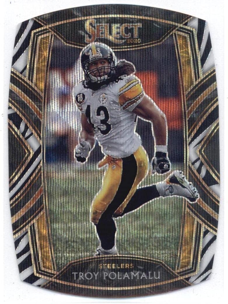 2020 Panini Select Zebra Prizm Die-Cut #228 Troy Polamalu Pittsburgh Steelers Club Level NFL Football Card NM-MT