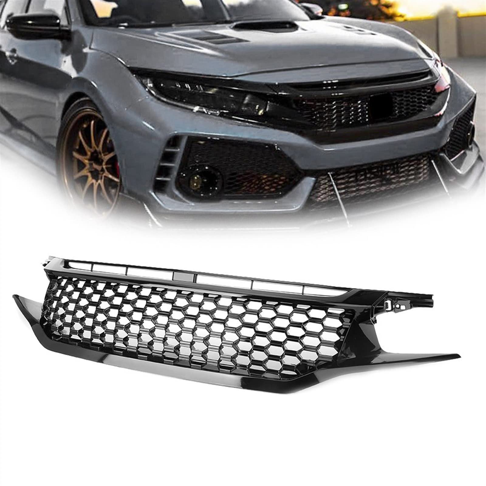 Grille de calandre avant pour Civic 2016-2018 finition premium