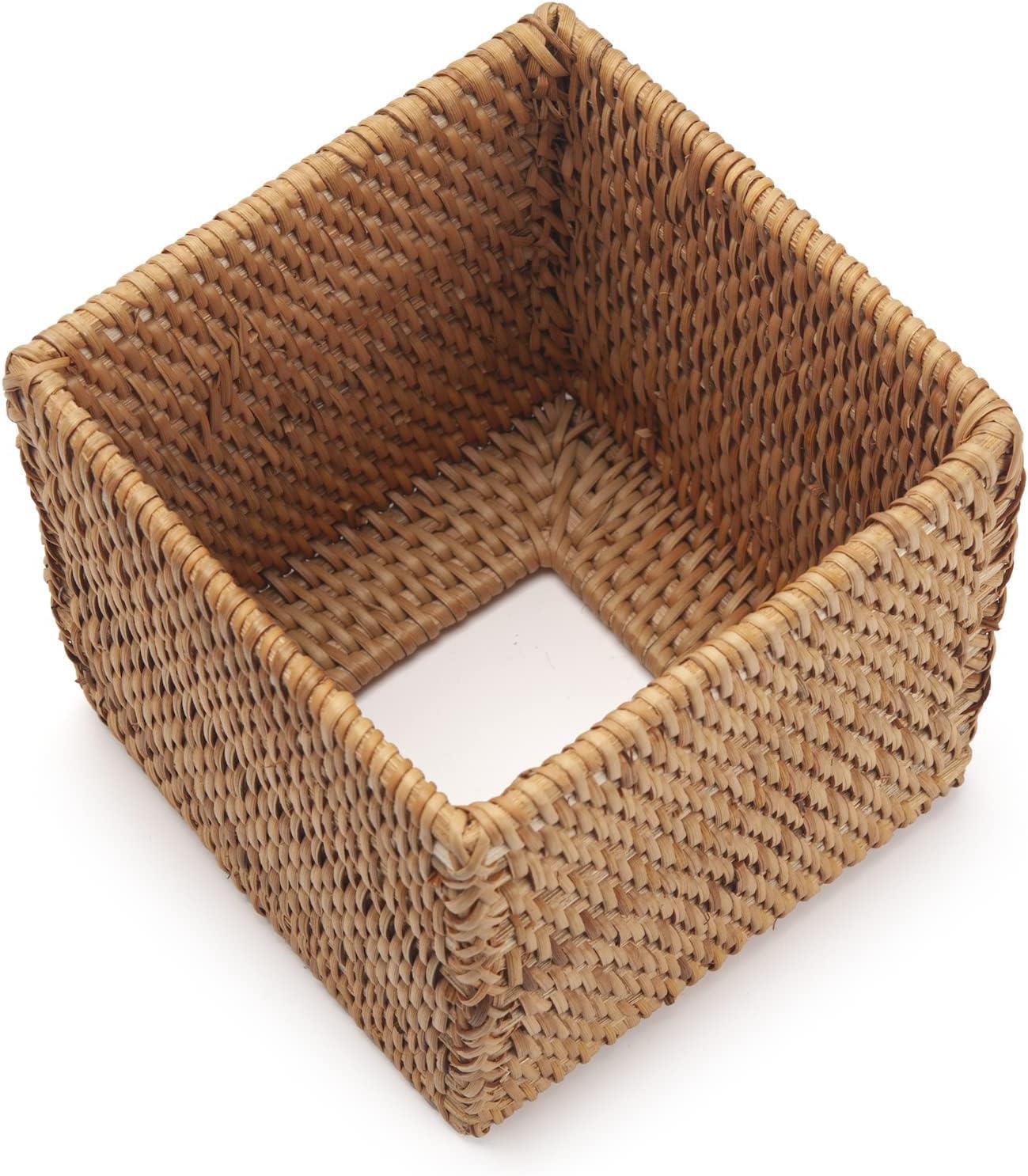 2 Pack Rattan Tissue Box Cover Square, Wicker Tissue Box Holder, Decorative Woven Facial Tissue Holder for Bathroom, Kitchen, Living Room, Bedroom (5.5 x 5.5 x 5.7 inch, Natural)