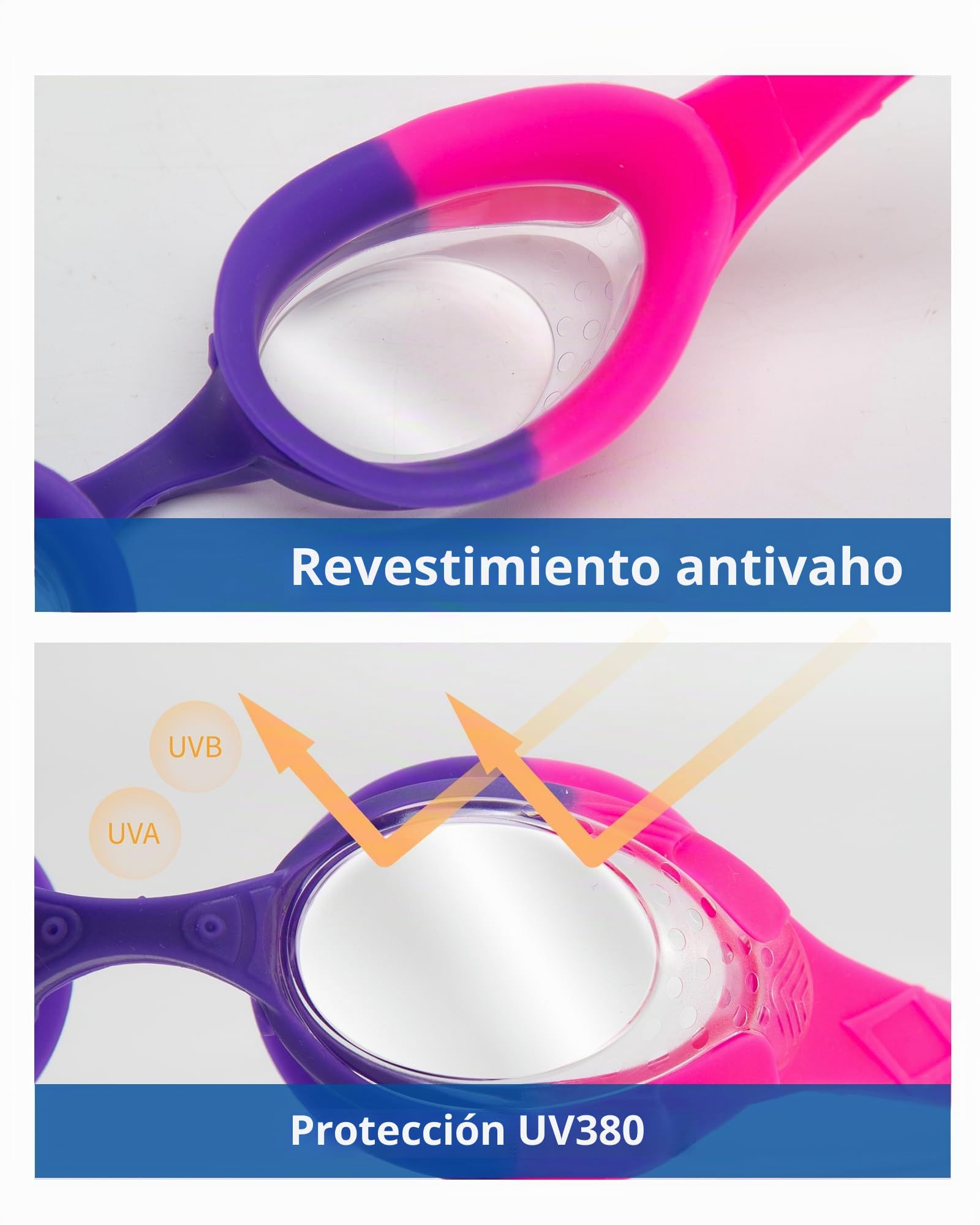 SWAUSWAUK Gafas de Natación para Niños de 4-10 años, Gafas Piscina Niños, Diseño de Pez, Antiniebla y Ajuste Cómodo