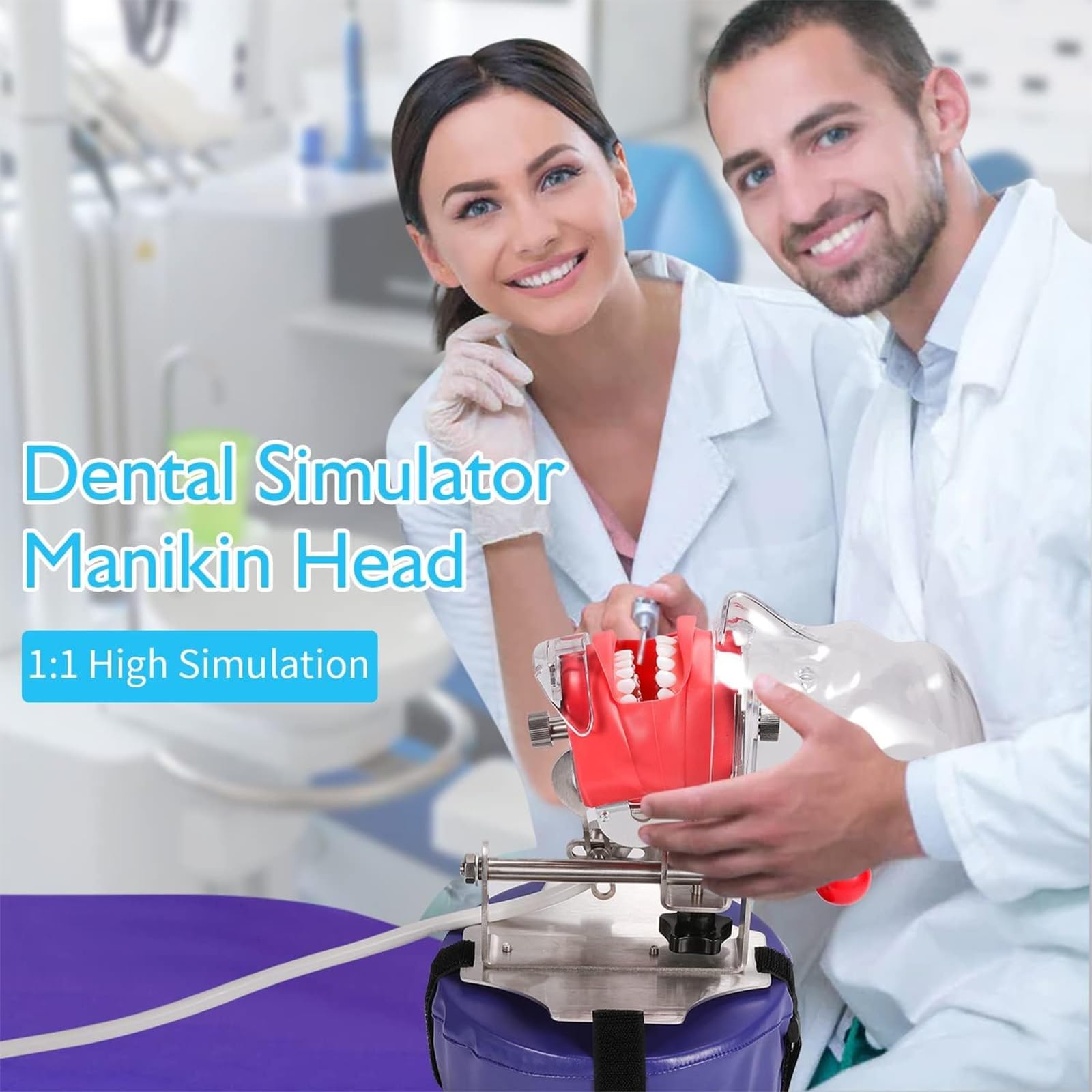 Dental Oral Simulation Practice, Abnehmbare Zähne Dentalmodell Mit Basishalterungsdesign, 360° Verstellbarer Kopfwinkel, Zähne Können Bewegt Und Entleert Werden, 1:1 Hohe Simulation