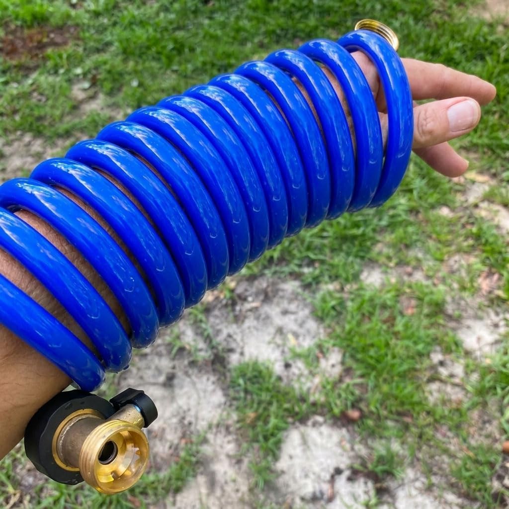 SANFU PU Recoil Garden Water Hose 3/8"ID(9 x 12.2mm) x 15FT, Blue(15') photo 7