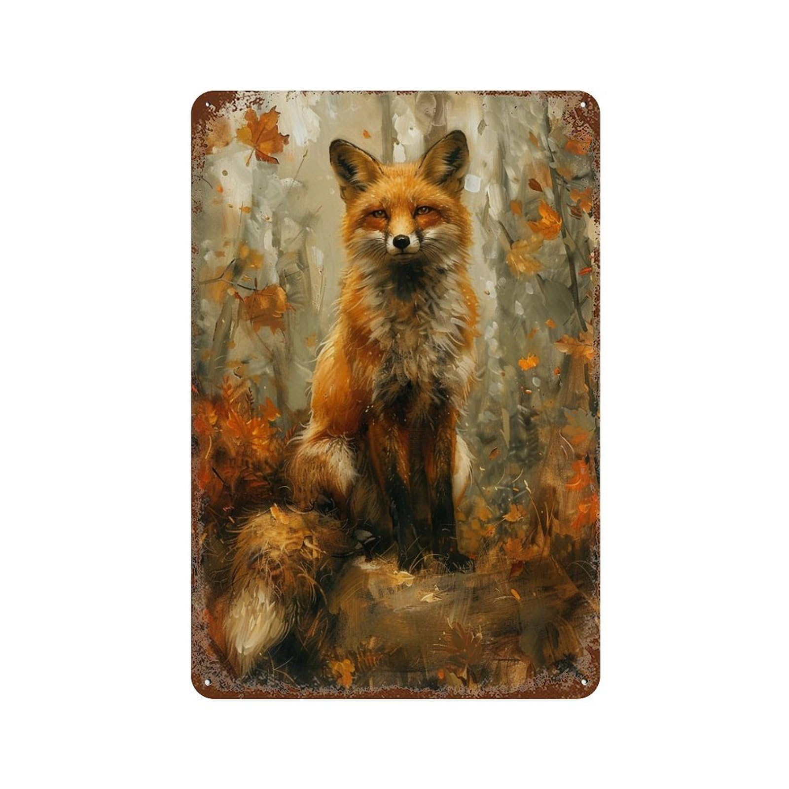 Autumn Fox in Forest-2 Retro Metal Sign 11.8"x7.9", for Garage, Bar And Workshop Decor, Shabby Chic Decor