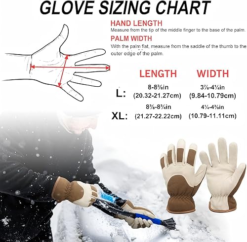 Vista 21 de HANDLANDY Guantes de trabajo aislados, guantes térmicos de invierno impermeables para hombres y mujeres Negro-Amarillo