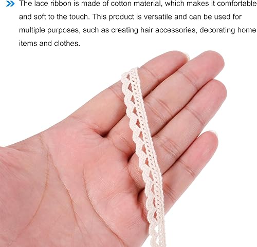 Miniatura 7 de MECCANIXITY Cinta de encaje de 10 yardas, 0.39 pulgadas, ribete de algodón para manualidades, envoltorios de regalo, diademas, boda, color beige,