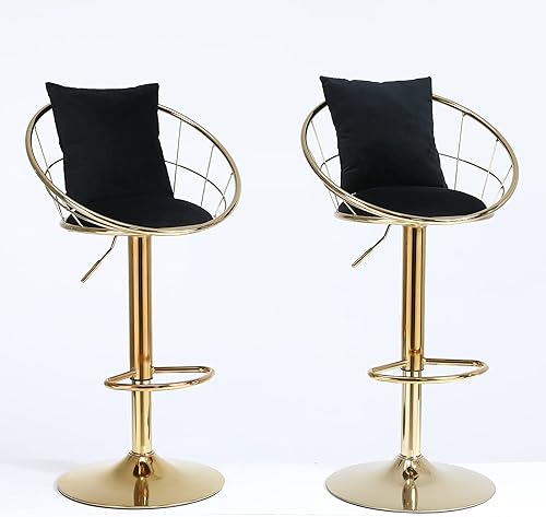 Warmiehomy Juego de 2 taburetes de bar giratorios de altura de mostrador ajustable, sillas de comedor modernas, taburete alto con respaldo para isla