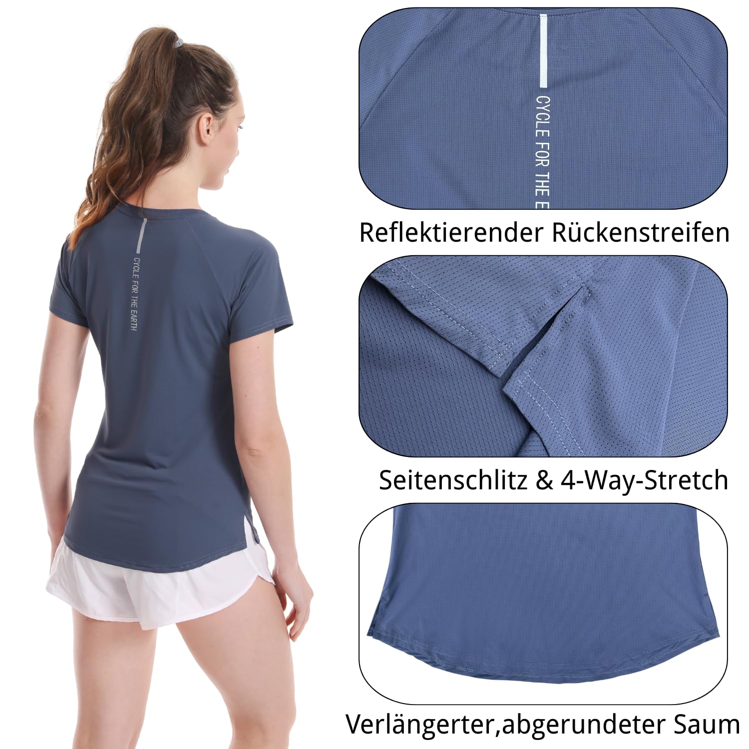 Wulibike Pack de 3 o 5 camisetas deportivas para mujer, manga corta, transpirable, secado rápido, UPF50+, fitness, entrenamiento, correr, senderismo, yoga, actividades al aire libre