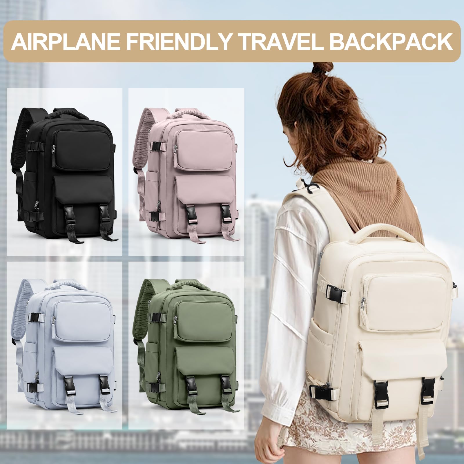 SZLX Zaino da viaggio grande da donna da viaggio zaino da escursionismo sportivo da esterno impermeabile zaino da scuola casual laptop da 14 pollici con porta di ricarica USB scomparto per scarpe