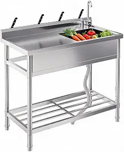 Garvee Stainless Steel Utility Sink with Faucet & Workbench, 39 inches