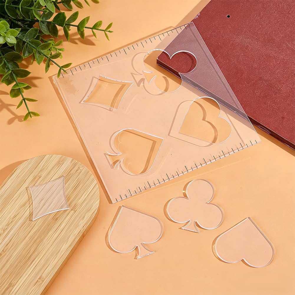 NBEADS Playing Card Router Template, Acrylic Woodworking Router TemplatesCraft Engraving Templates 4 in1 Craft Templates Router Stencils for Wooden Projects Handmade Crafts Making
