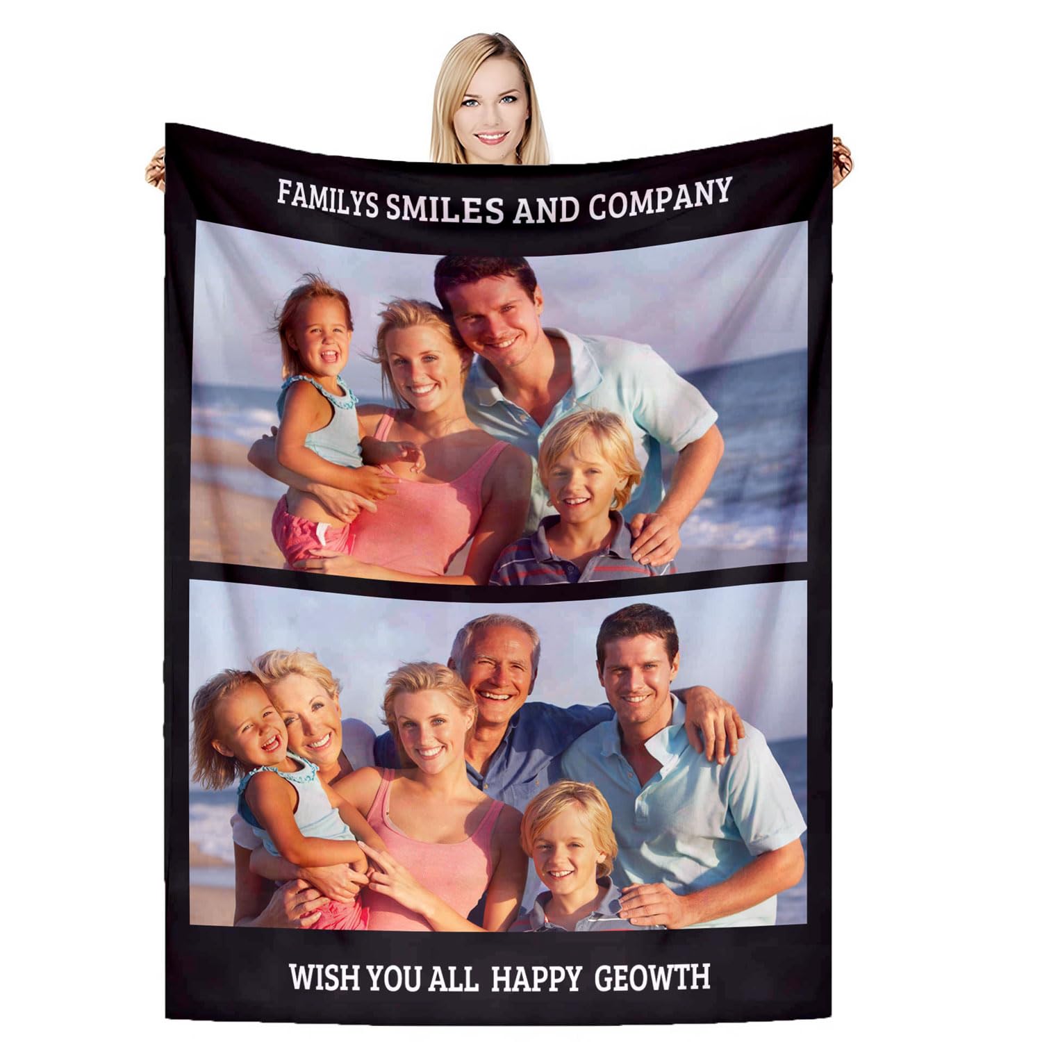 DSSHENGDS Custom Photo Blanket, Personalised Blanket, Gifts for Boyfriend, Girlfriend，Personalised Dad Gifts Idea for Dad from Daughter Son Kids, Best Dad Gifts-B-75 * 100CM — image 1