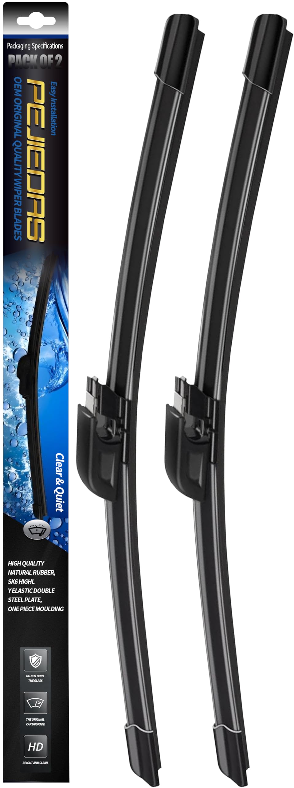 2 x OEM Quality Wiper Blades for Audi A4 2003-2009 Audi A6 2002-2005 Seat Exeo 2009-2016, OE Genuine Style (22" + 22" Front Wiper Blades)