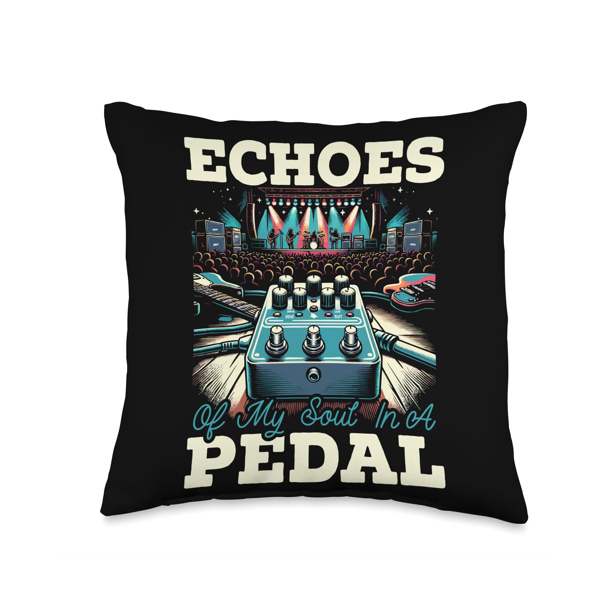 Guitar Pedal Guitar Player Guitarist Musician Stompbox Throw Pillow : לבית ולמטבח