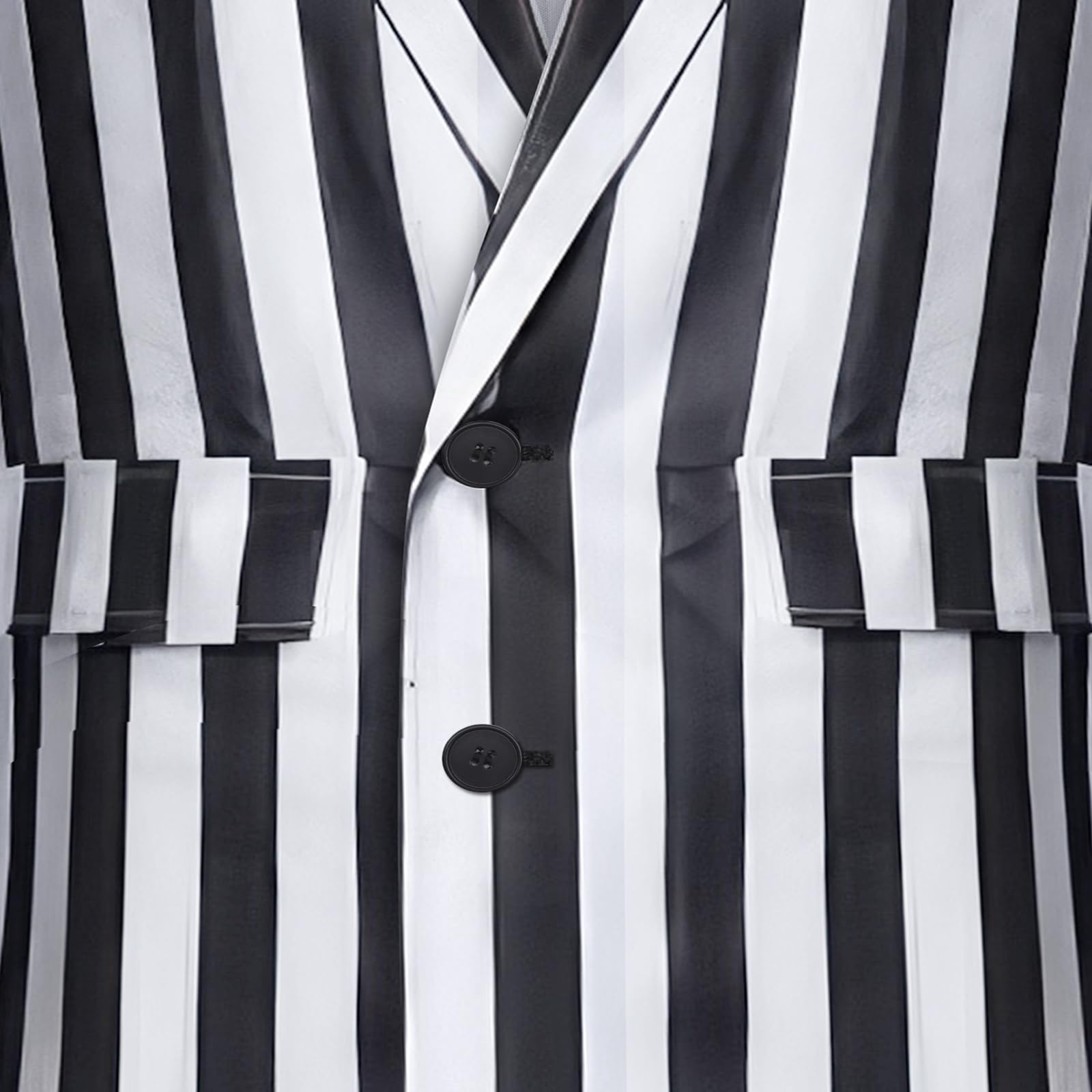 Horror Herren schwarz-weiß gestreift Anzug Kostüm mit Perücke Krawatte Horror Halloween Herren Cosplay Outfit Halloween Karneval Cosplay Faschingskostüm