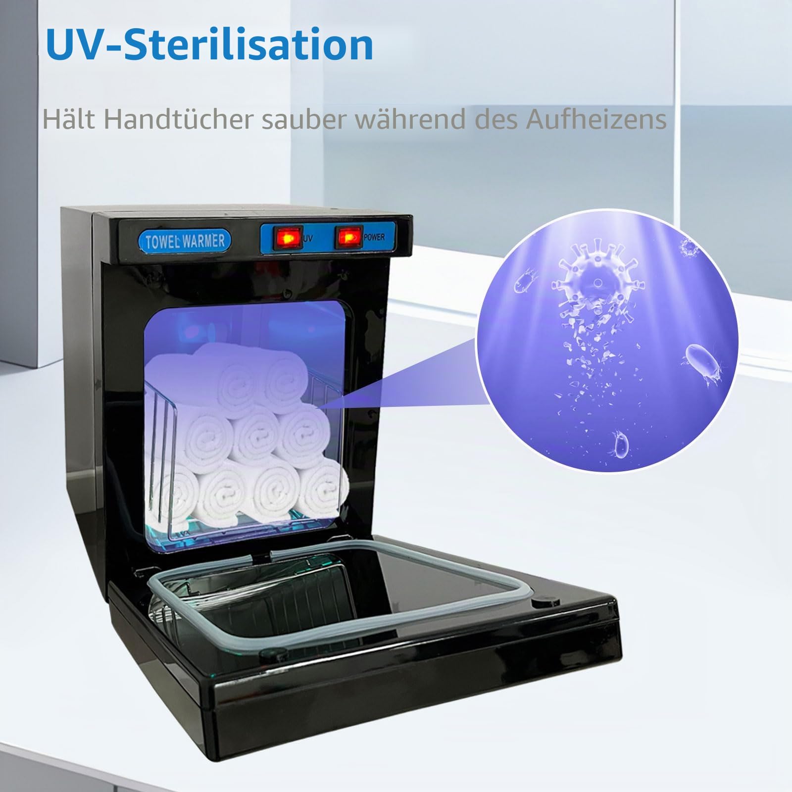 Handtuchwärmer, 5L Handtuchheizschrank mit UV-Sterilisation, 360° Rundum-Heizung & Schnellaufheizung, ideal für Kosmetik, Salon, Spa & Zuhause