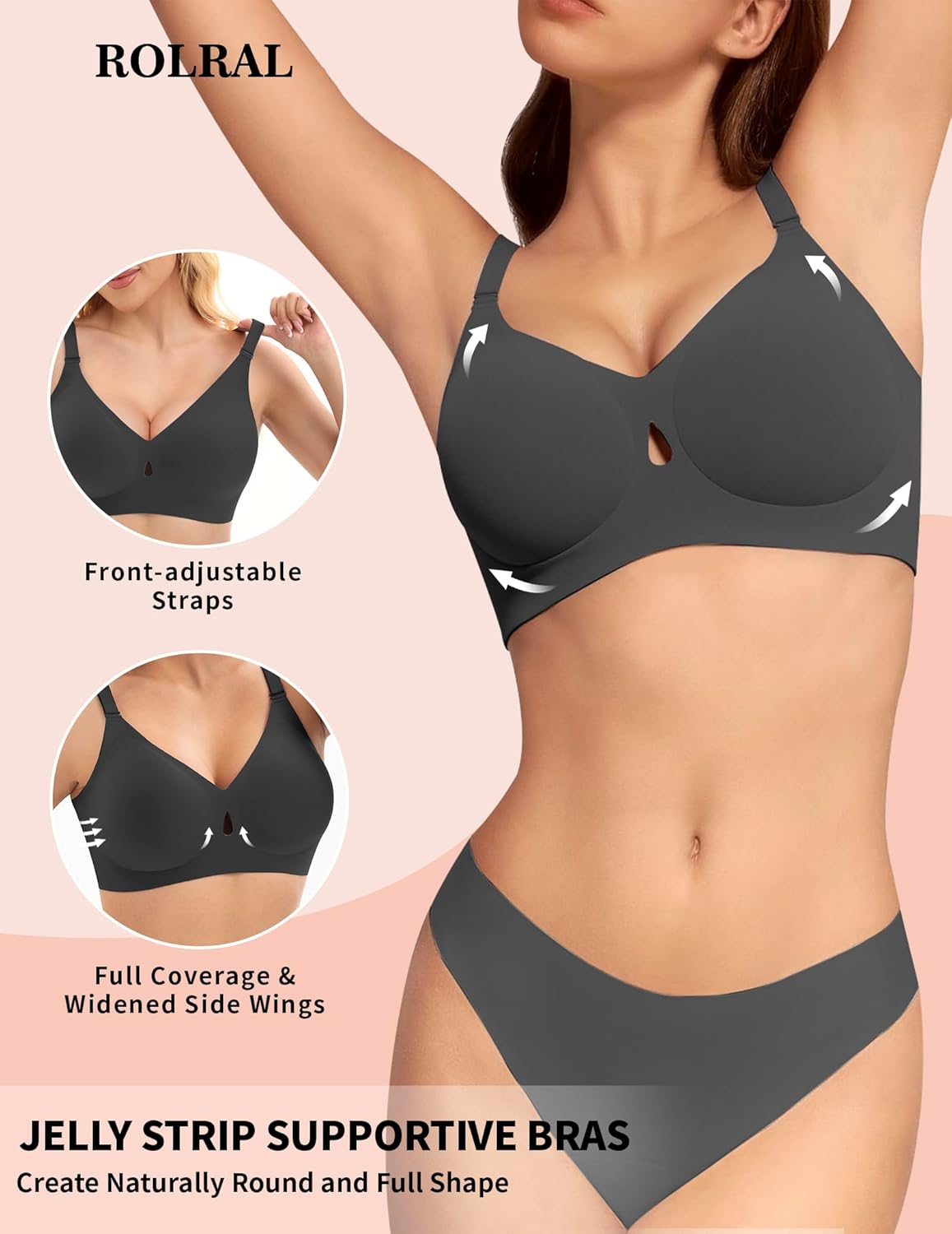 Women's Tshirt Bra Seamless No Underwire - Lightly Lined Everyday Comfort Wireless Bralette for Sleep, Lounge & Light Support Black - Image 2