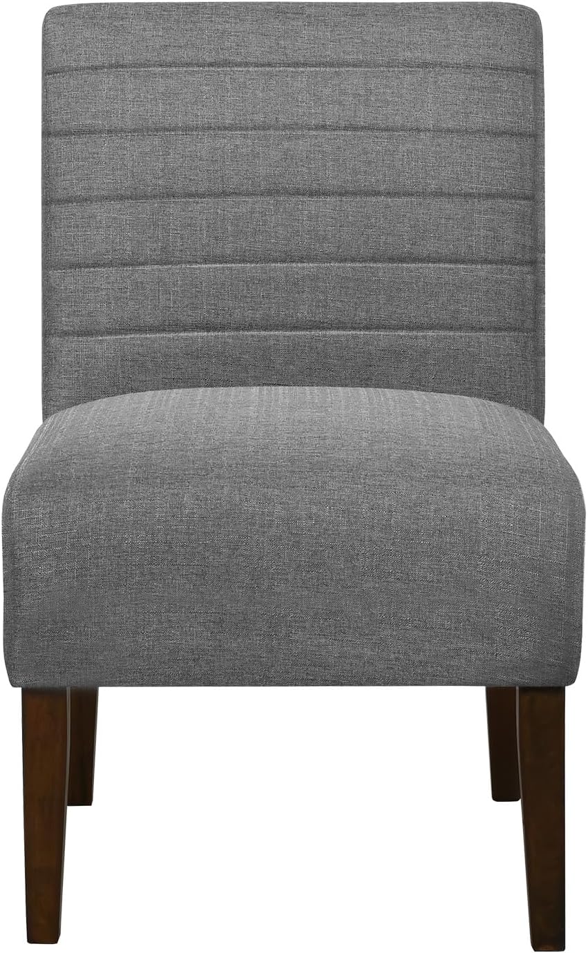 Armless Accent Chair, Mid Century Modern Upholstered Living Room Chairs, Accent Dining Chair Sofa with Solid Wood Legs, Lounge Reading Chair for Bedroom, Office (Gray)