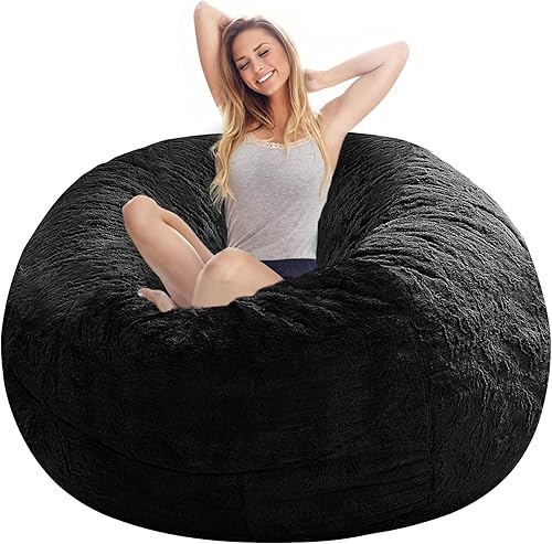 cjc Microsuede - Funda gigante de espuma de 6 pies y 7 pies, con memoria, para sala de estar, sofá perezoso (negro, 7 pies 70.9 x 35.4 in)