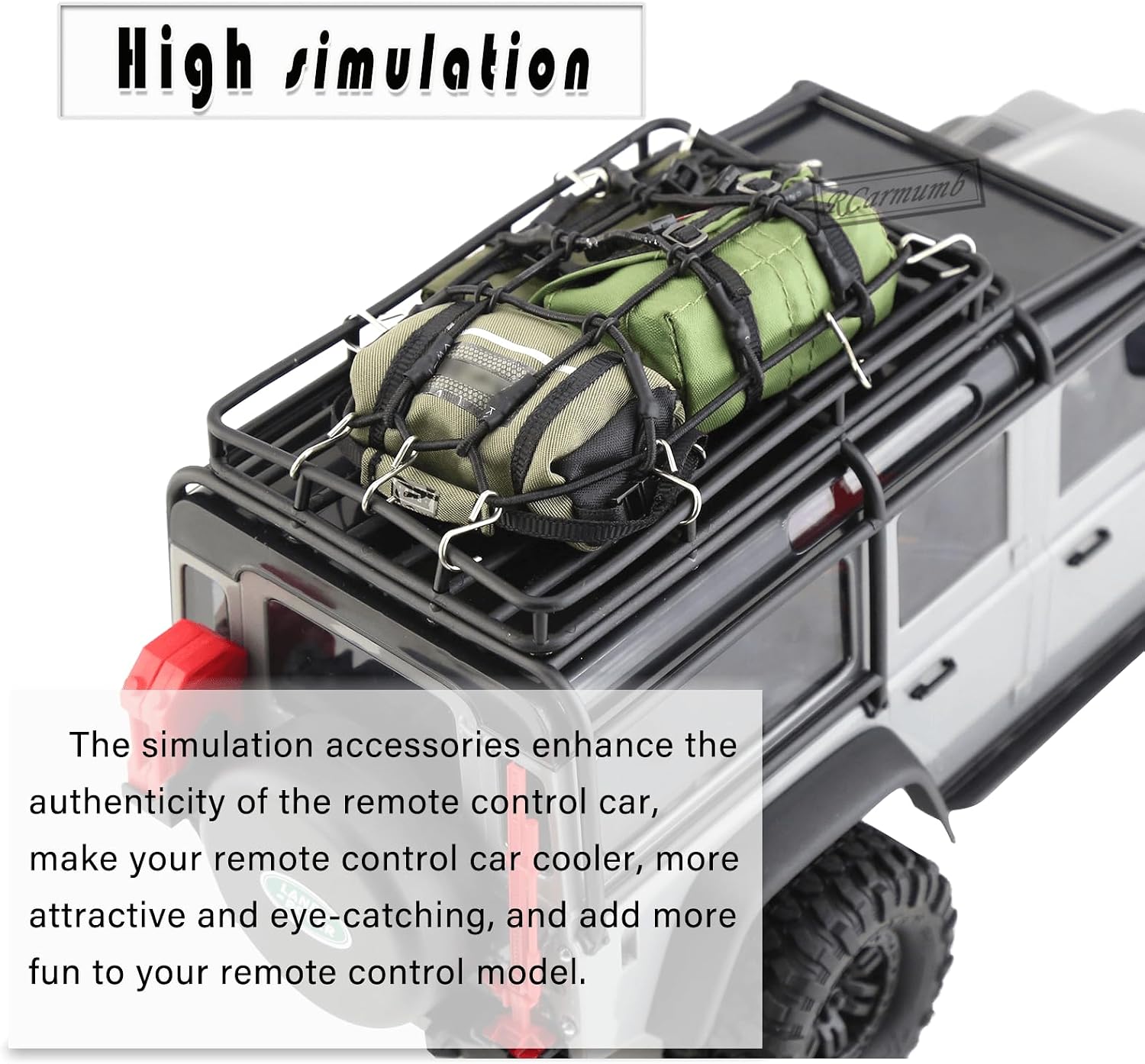 Car Roof Decoration Simulation Bag Luggage Net Luggage Bags Upgrades Part for 1/18 Trx4m 1/24 Axial SCX24,RC Crawler Accessories Simulation Luggage Bag Luggage Net(Black Desert Yellow) image 4