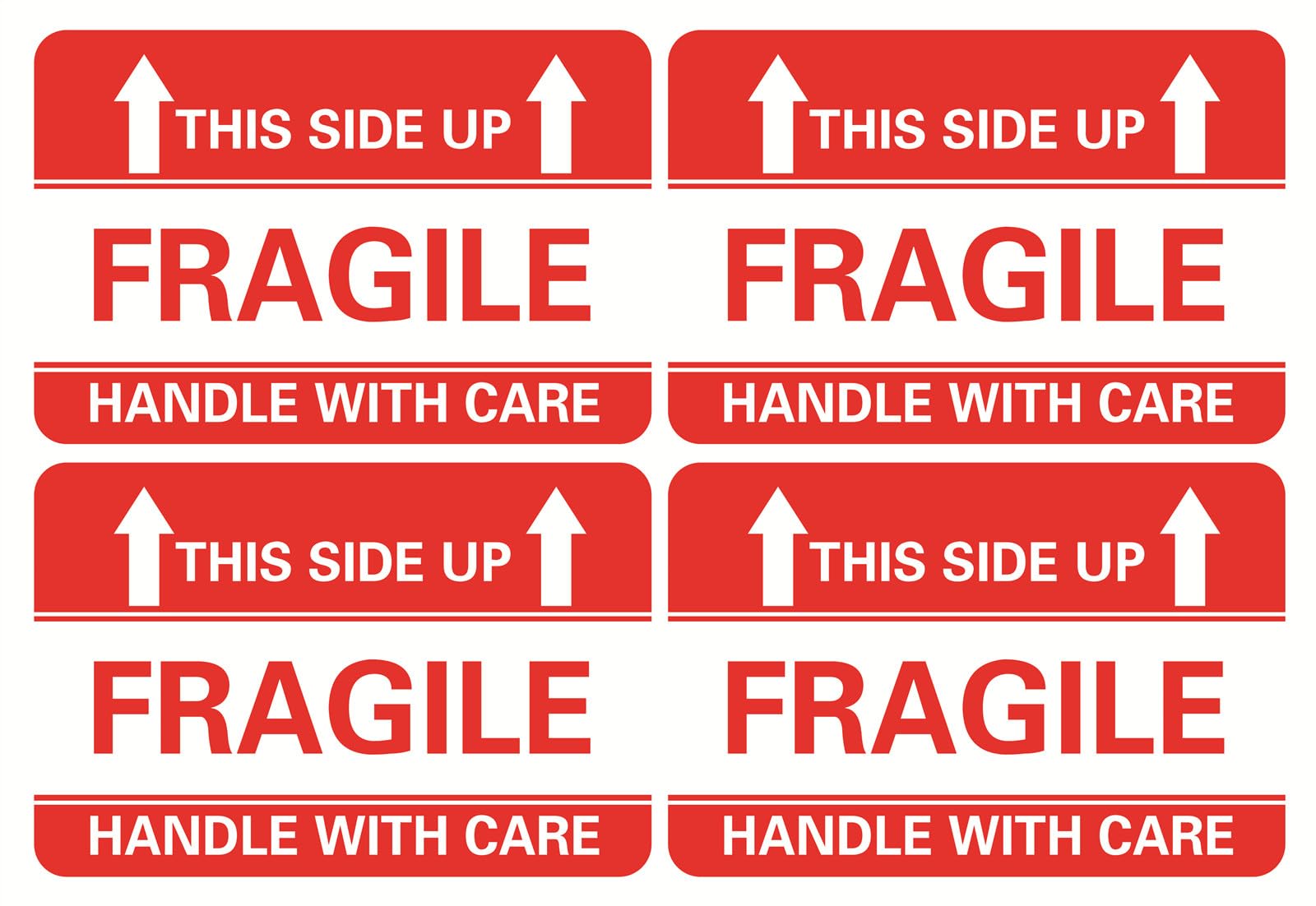 100 2x3 Fragile This Side Up Handle with Care Sticker for Box Envelope Shipping Label, White, 2x3 inches - Image 3