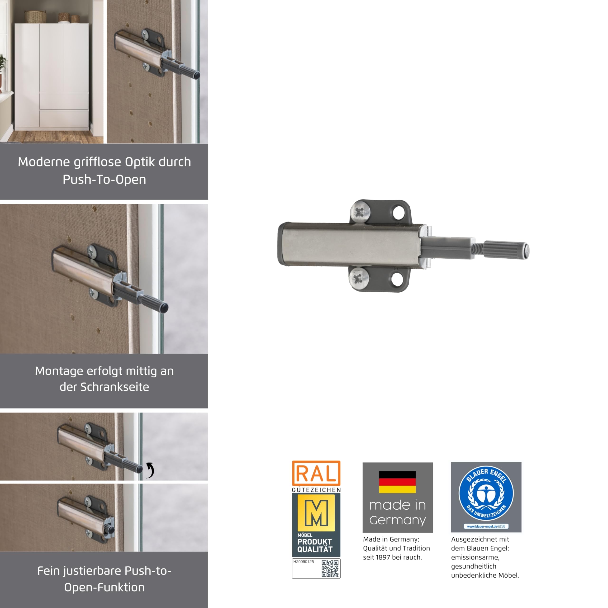 Rauch Möbel Costa, Kleiderschrank für Schlafzimmer, Kinderzimmer, Babyzimmer, Jugendzimmer, Flur, Garderobe 3-türig, 2 Schubladen, Push-to-Open, Farbe Weiß, Breite 136 cm