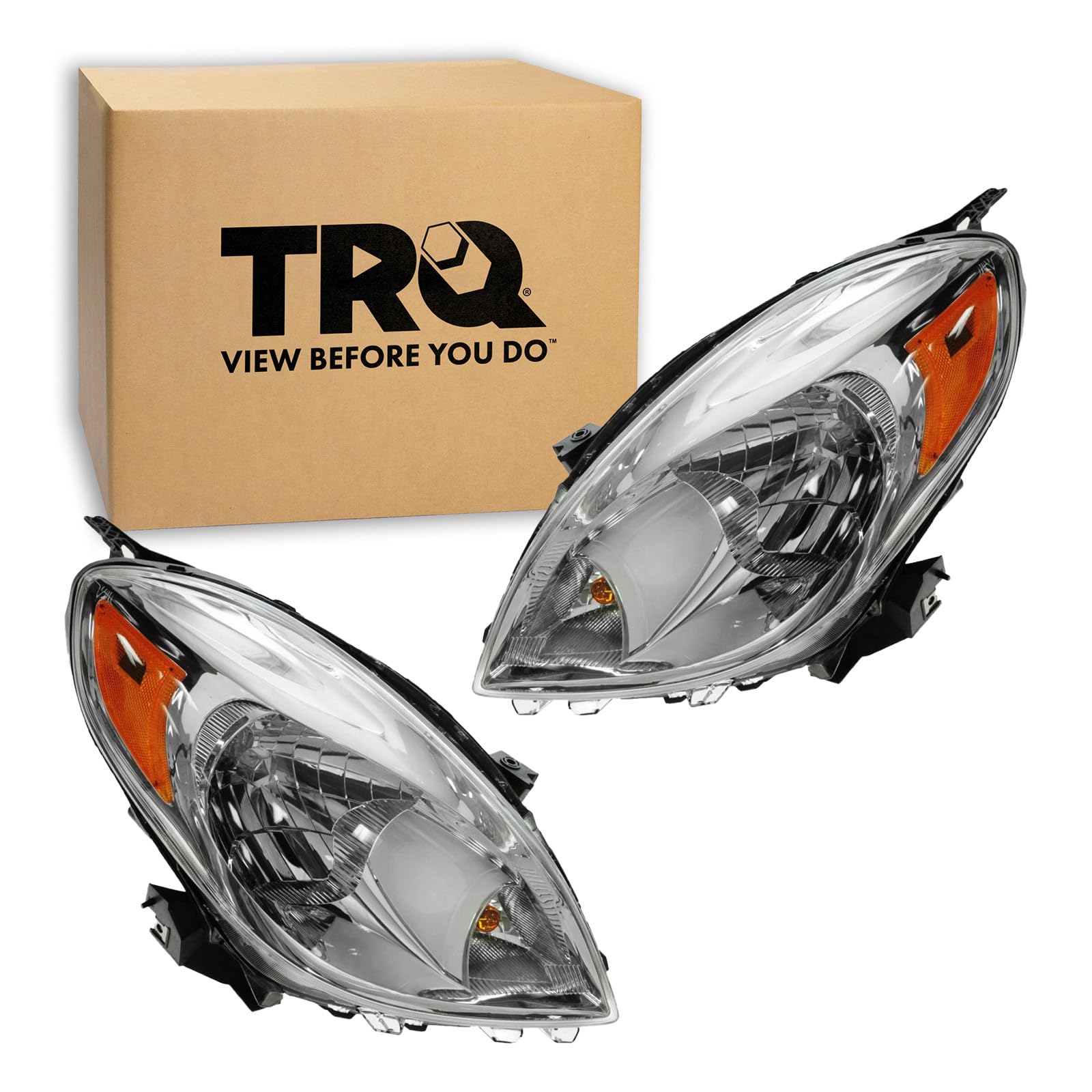 TRQ Headlight Assembly Set NI2502207 NI2503207 Compatible with 2012-2014 Nissan Versa